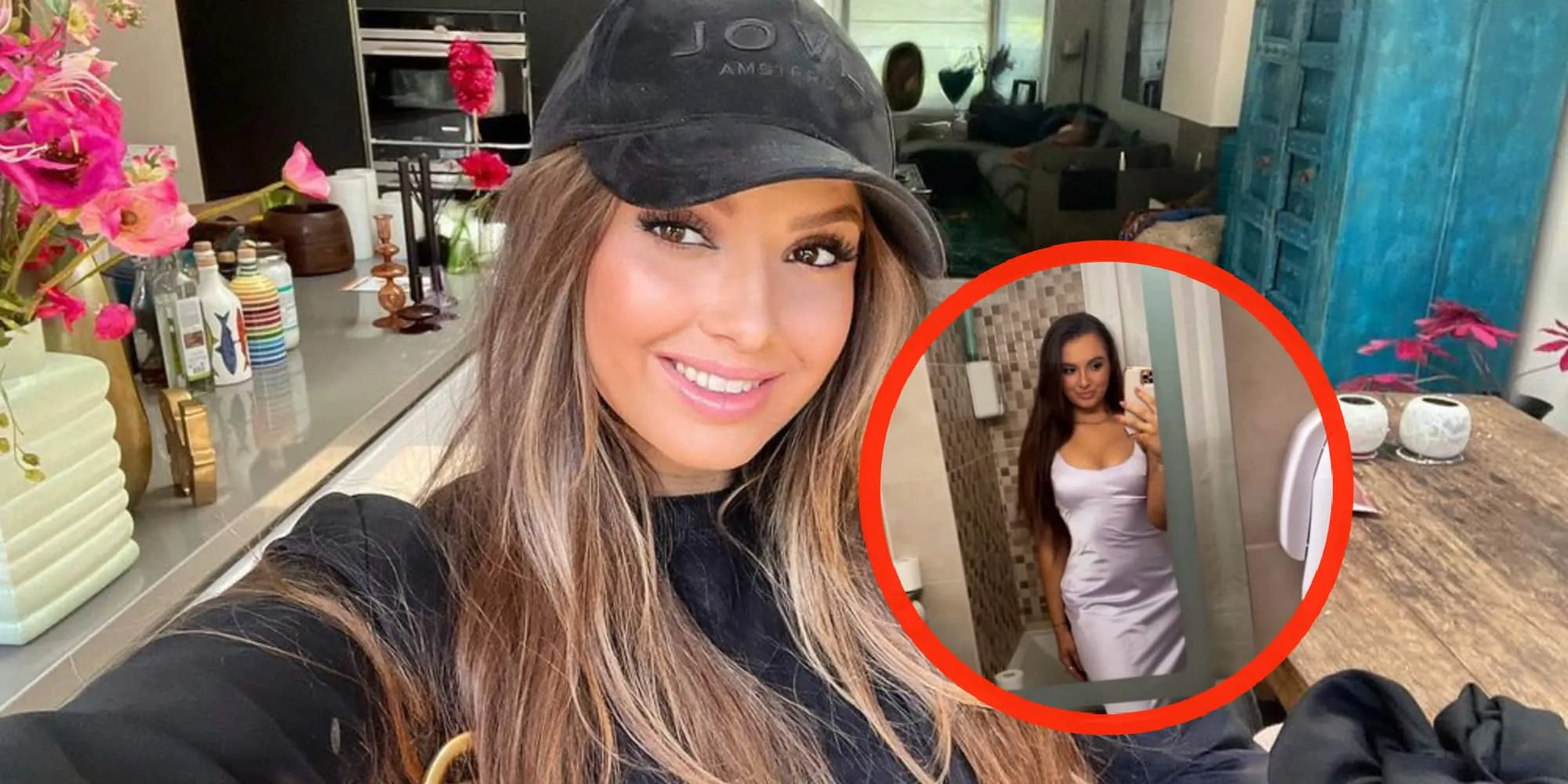 foto jada borsato showt knellend jurkje in badkamer
