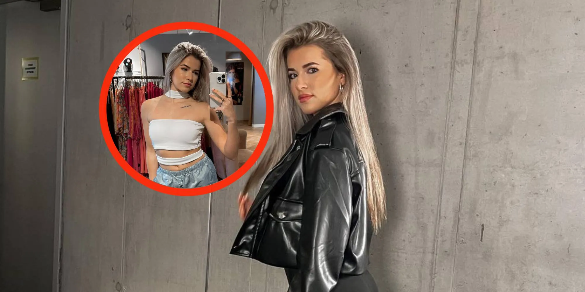 foto jade anna deelt heerlijke spiegelselfie in slechts een klein strookje stof