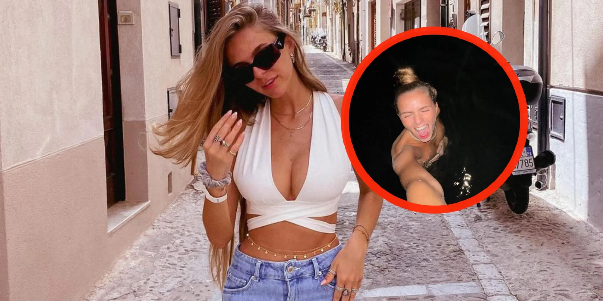foto lies zhara moet haar voorgevel goed vasthouden tijdens frisse duik zonder kleding