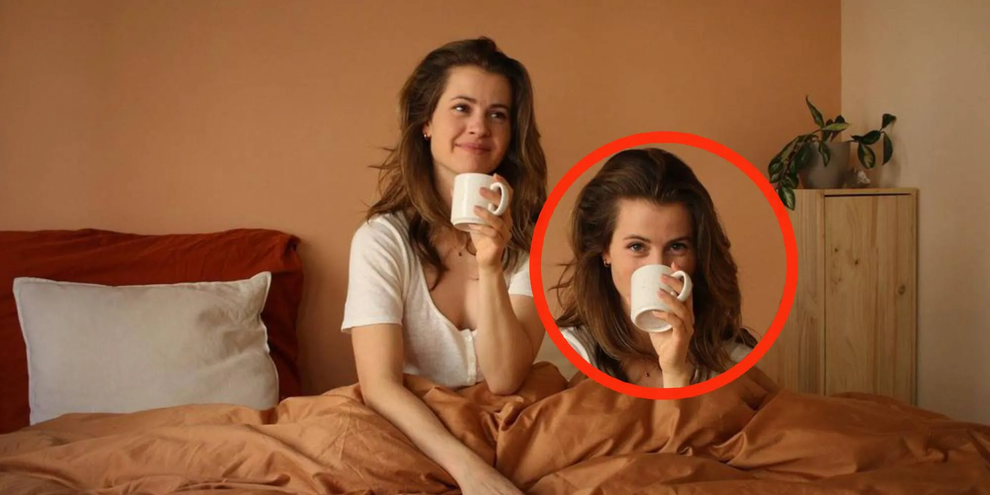 foto luchtig geklede cecilia adoree krijgt bezoek in bed