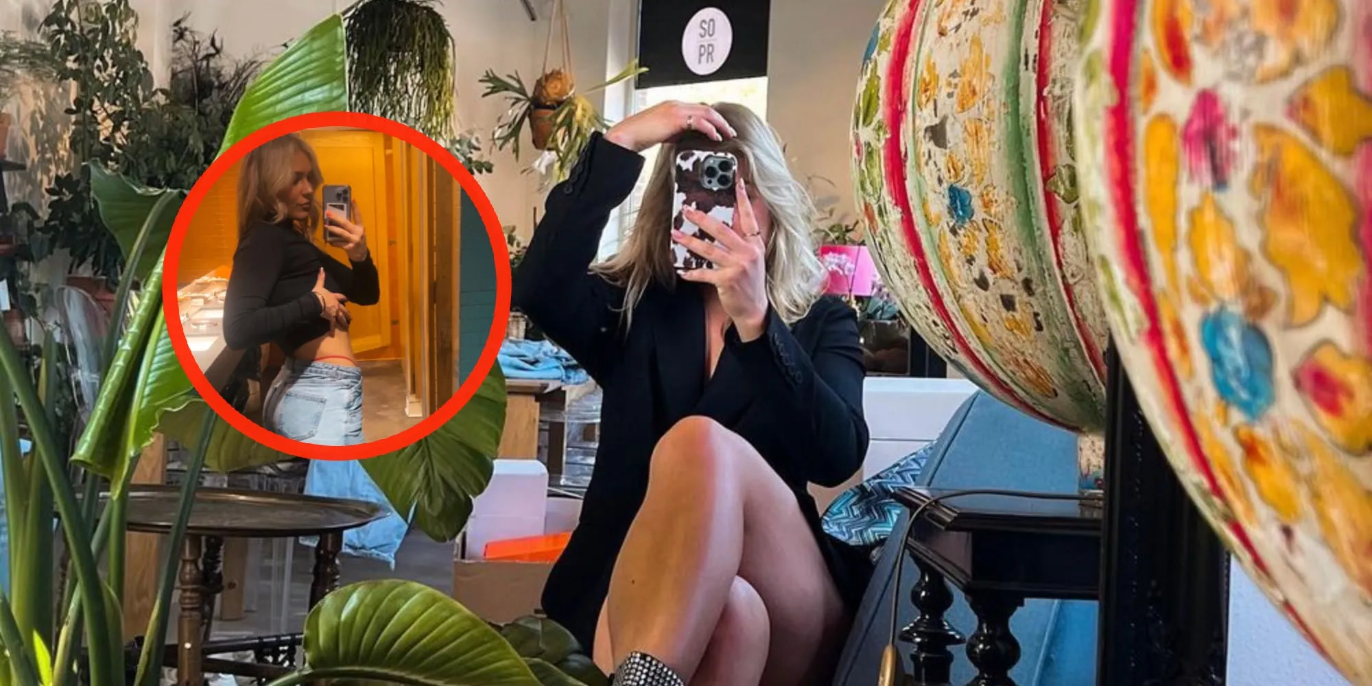 foto marijn kuipers trekt ondergoed ver boven haar broek uit