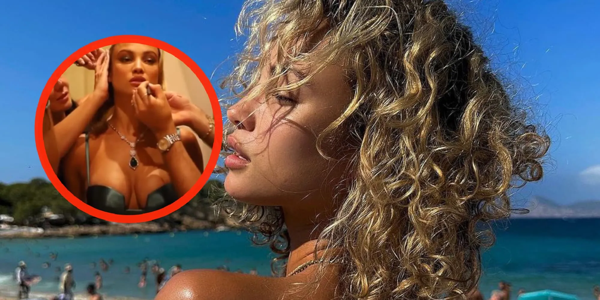 foto model rose bertram ziet haar eigen vriendinnen bijna uit haar losse jurkje vallen