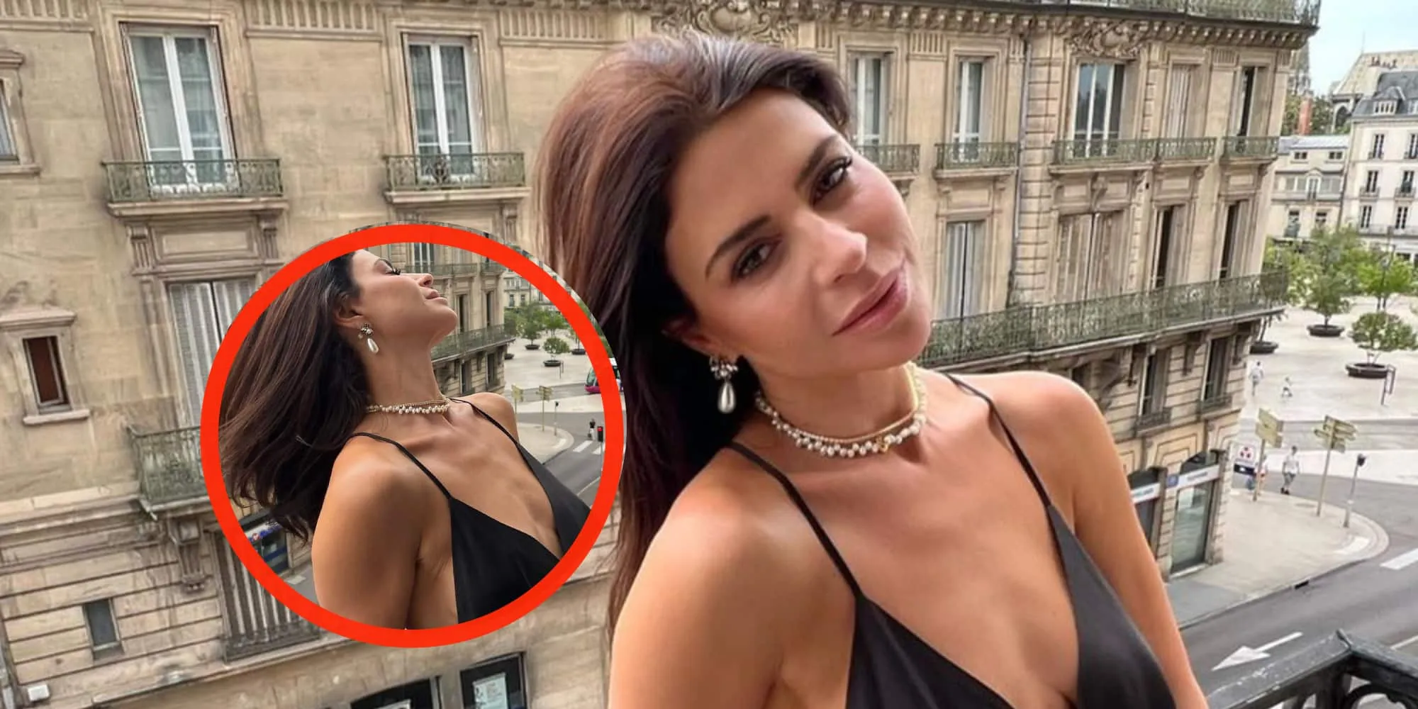 foto olcay gulsen verliest bijna haar loszittende jurkje op balkon