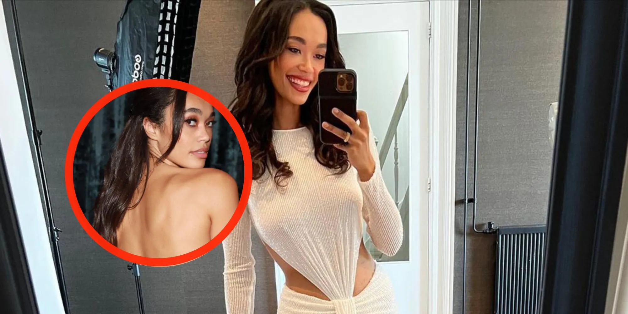foto romy monteiro laat jurkje volledig van haar lijf zakken