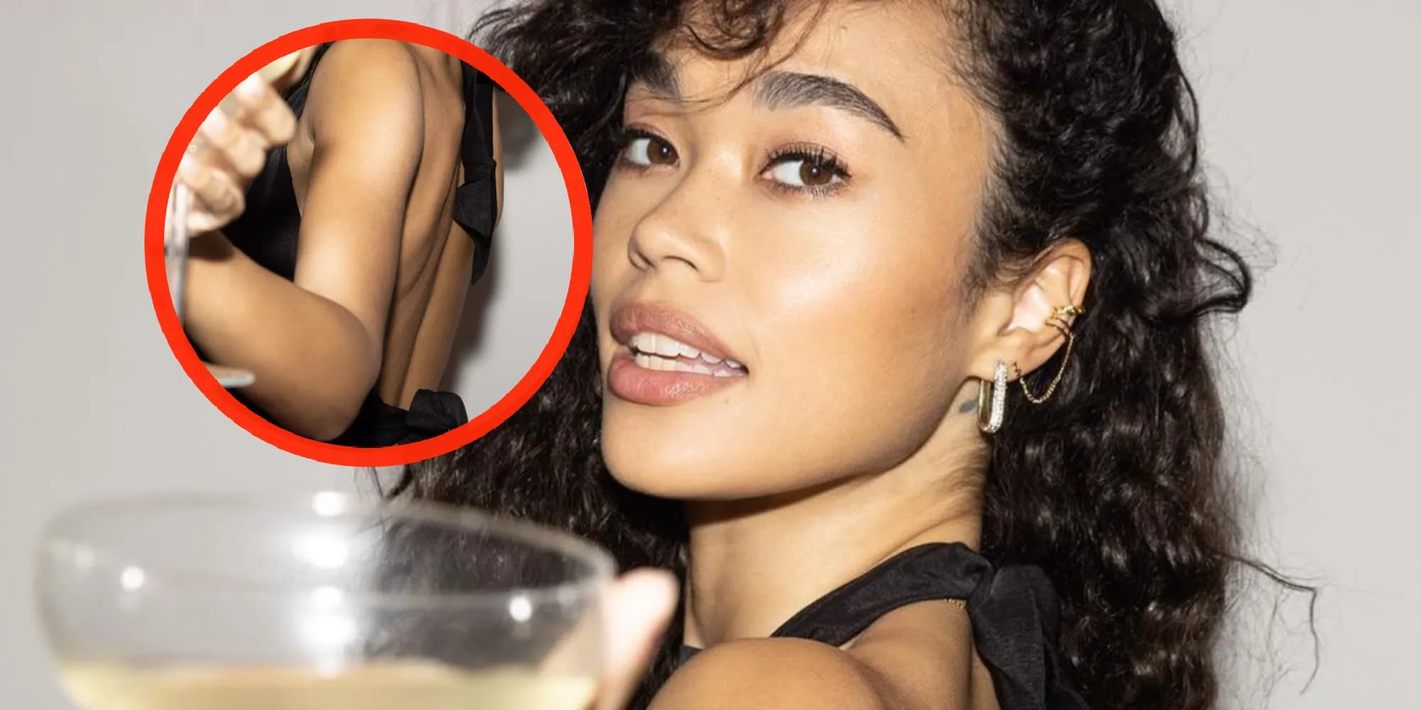 foto romy monteiro verleidt volgers met open jurkje foto