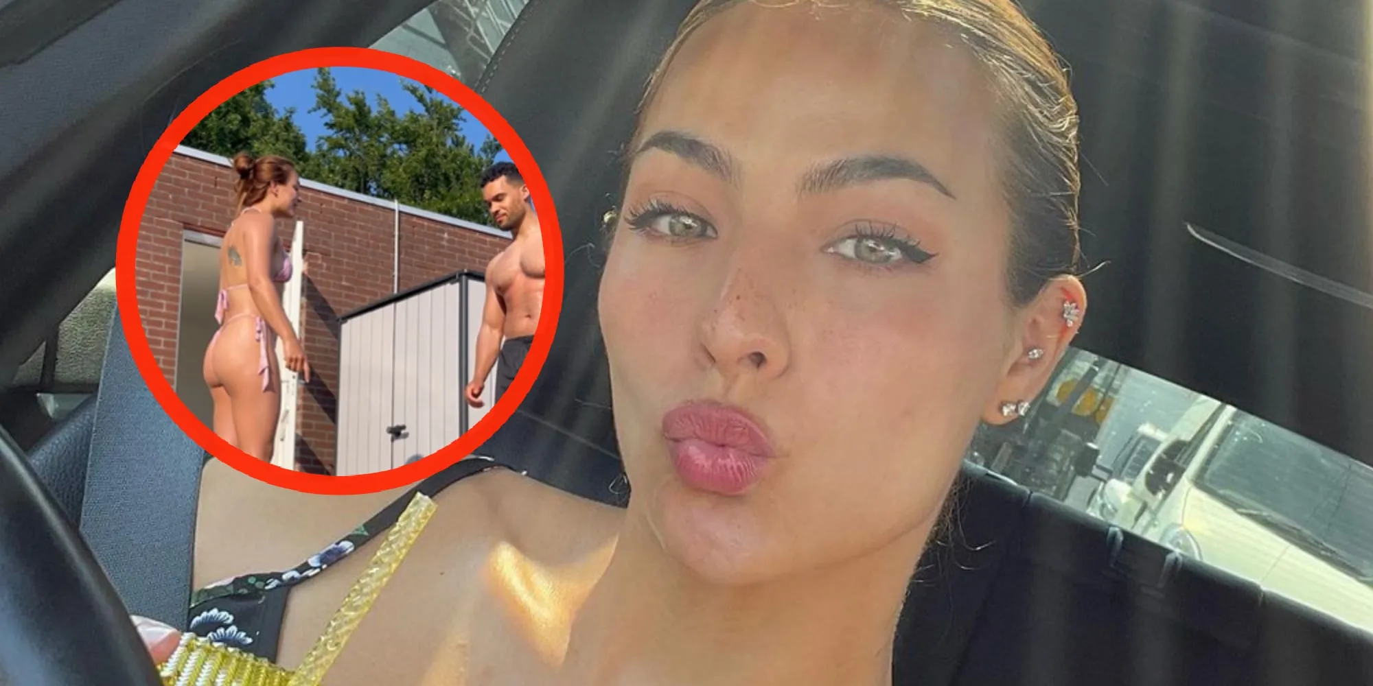 foto sportmodel nochtli laat zich helemaal onderspuiten door gespierde vriend