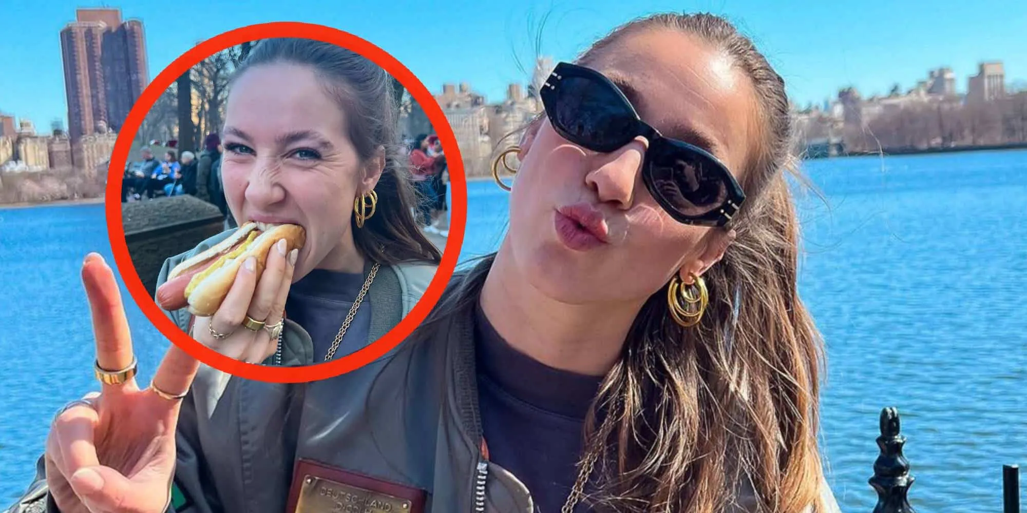 foto suzanne schulting zet haar tanden in flinke worst