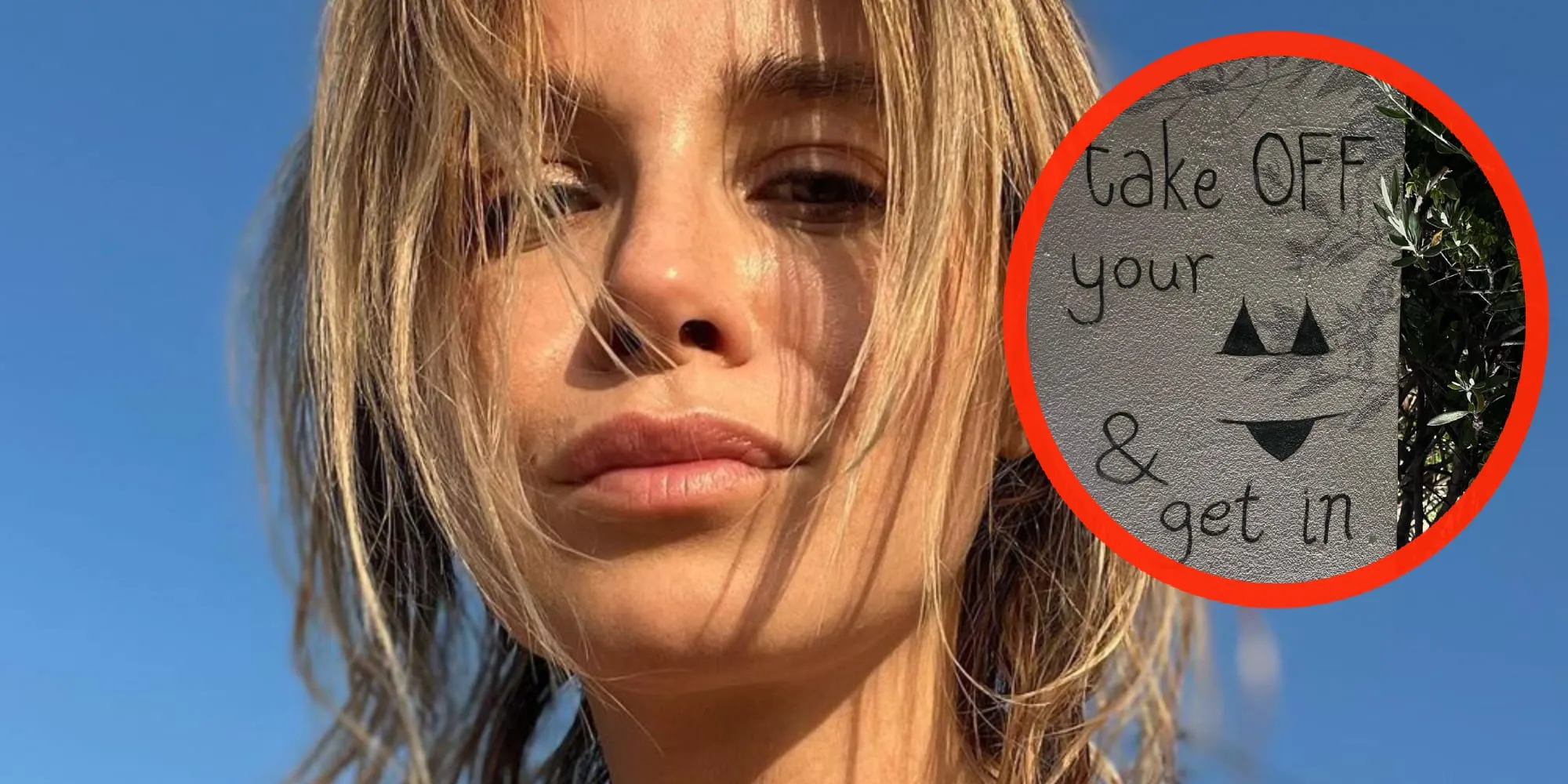 foto victoria koblenko wordt gedwongen om haar badkleding uit te trekken