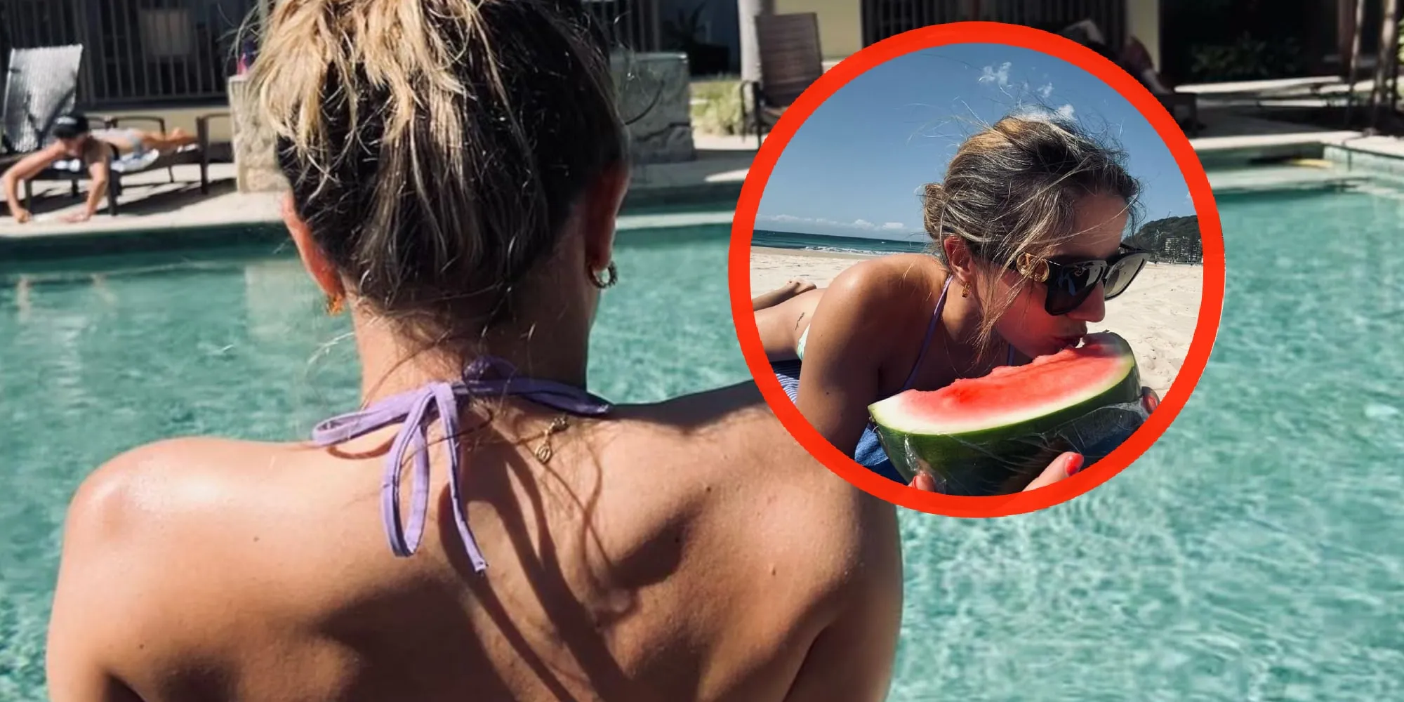 foto voetbalster danielle van de donk geniet van sappige lekkernij tijdens vakantie met vriendin