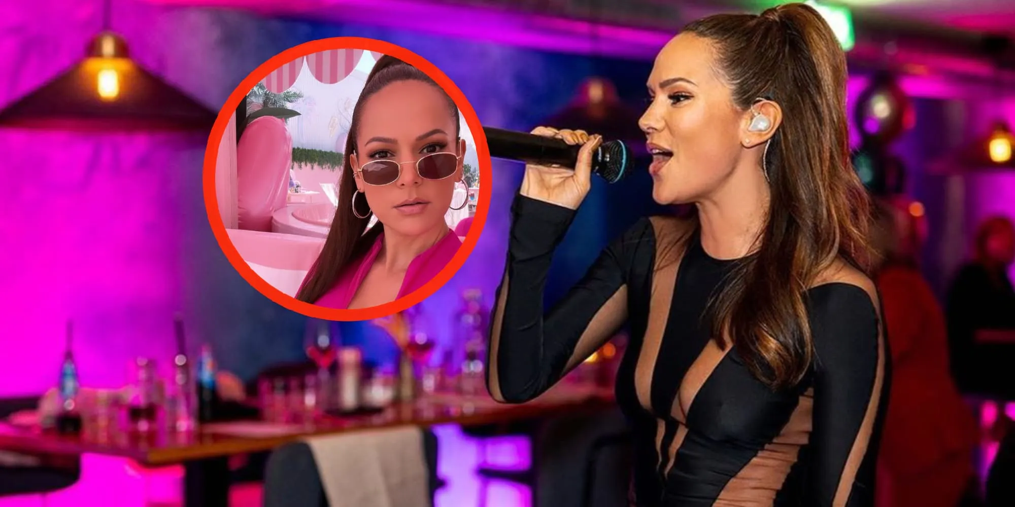 foto zangeres elize puilt volledig uit haar razend strakke topje