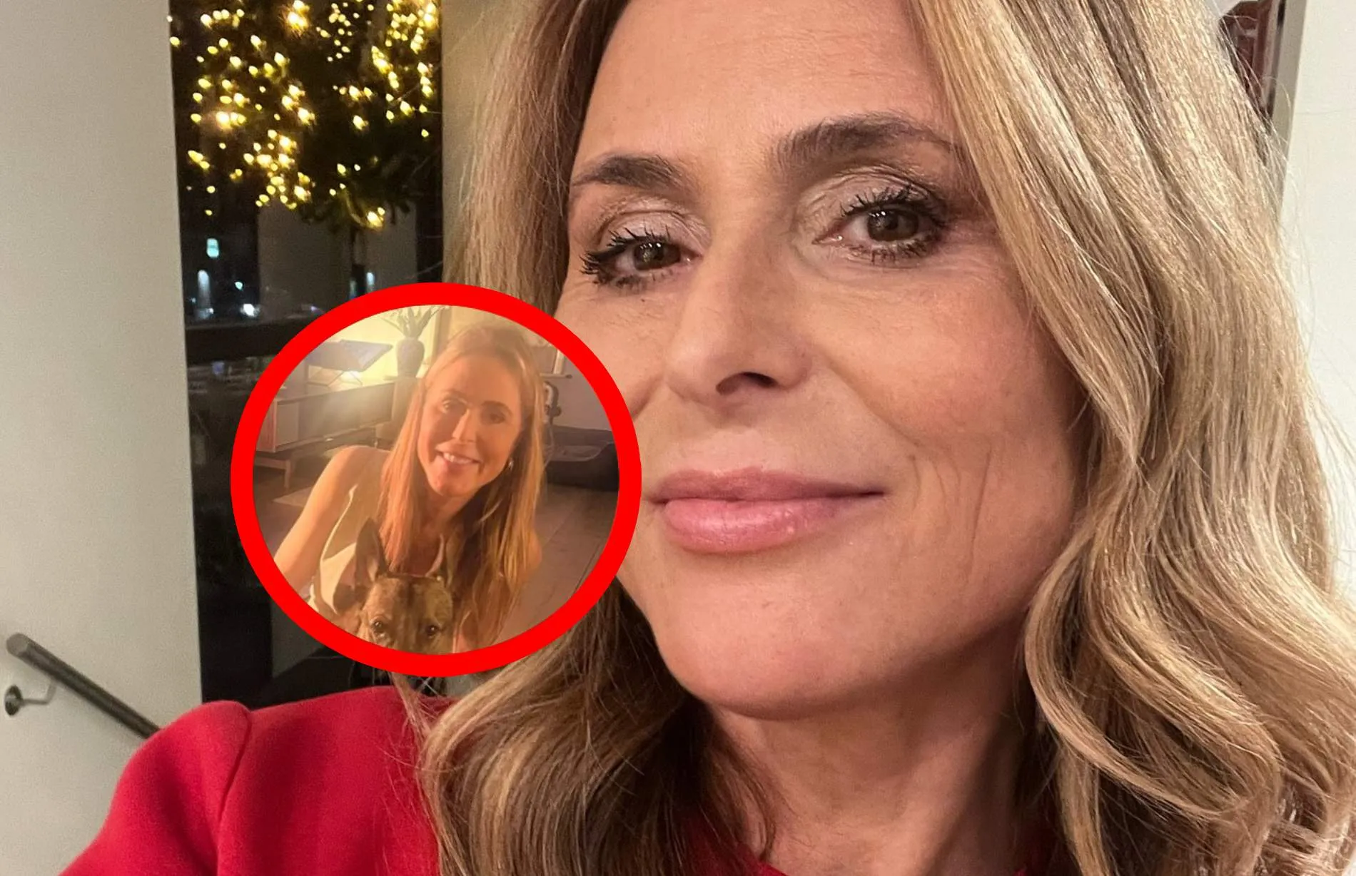 heleen van royen met harig dier tussen haar benen