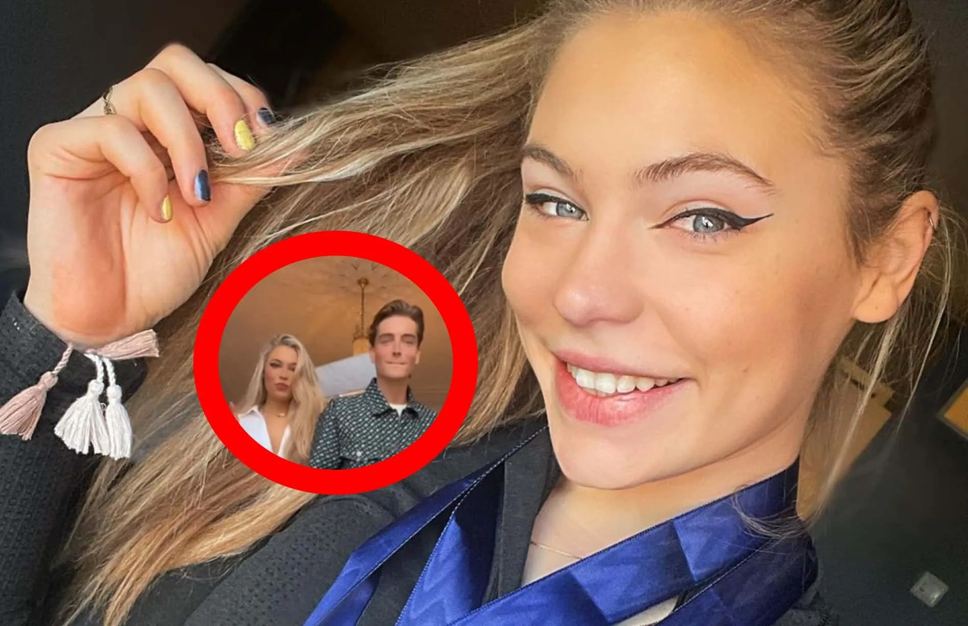 jutta leerdam doet tiktok dansje in openstaande blouse 4