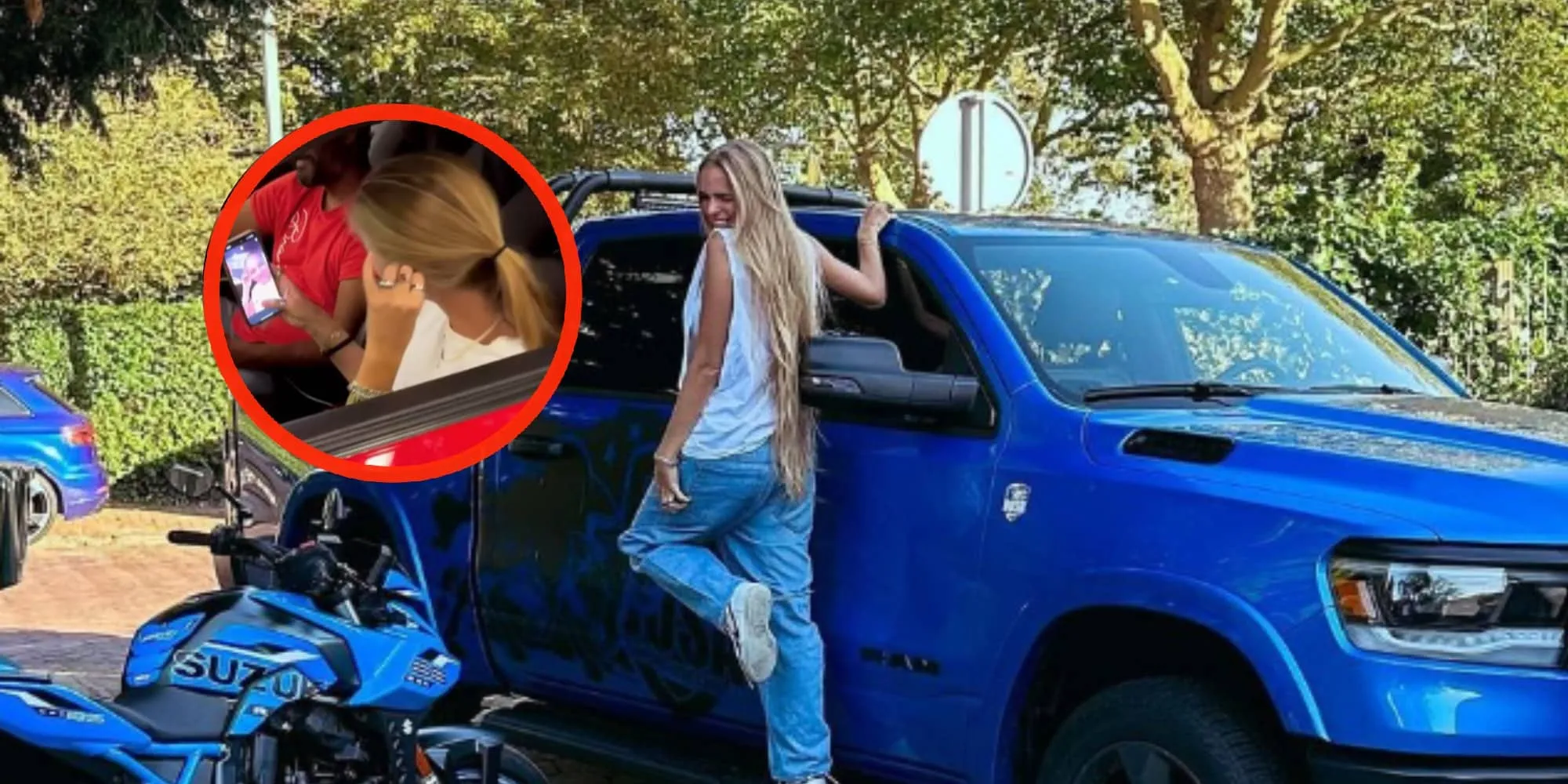 lies zhara filmt zichzelf terwijl ze intens geniet van hevig trillende auto