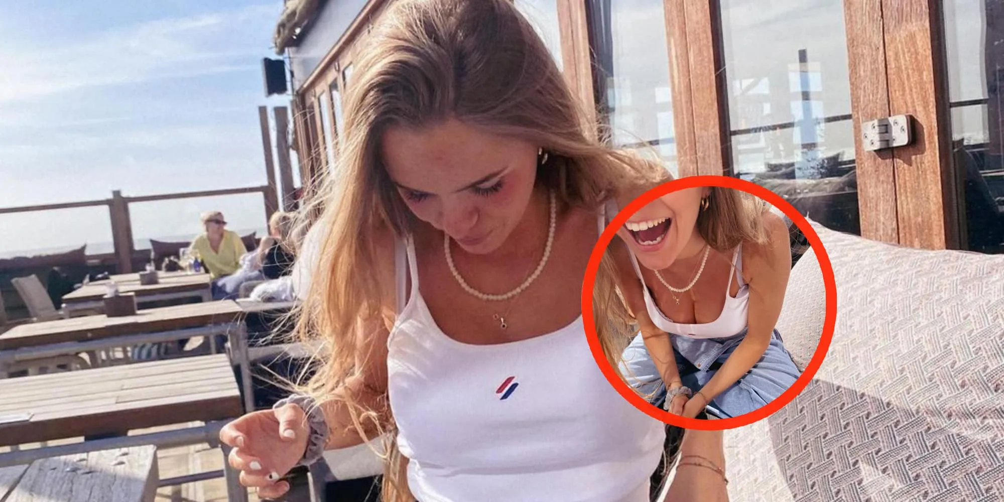 lies zhara probeert haar voorgevel extra goed op de foto te zetten
