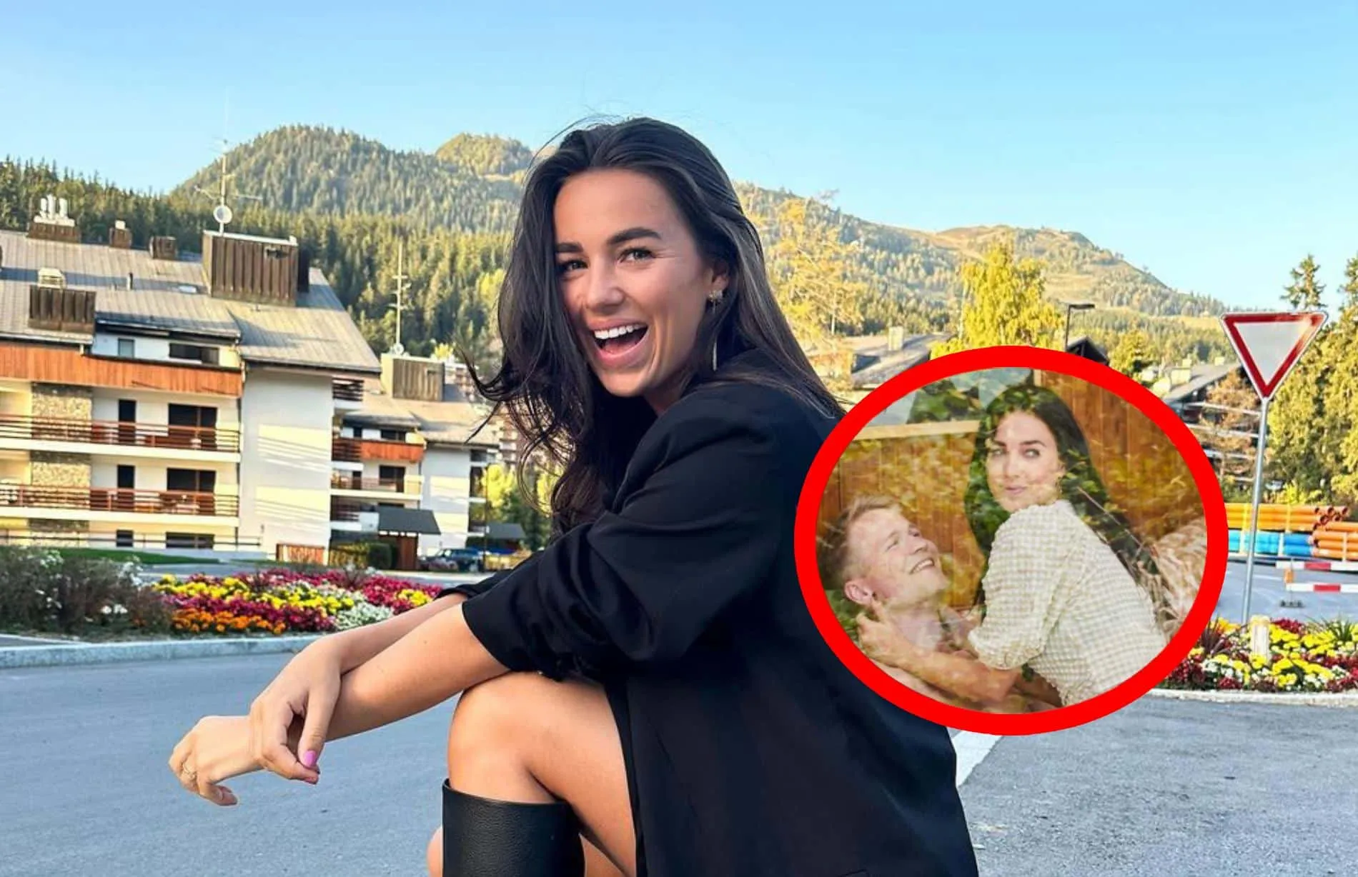 nina warink zit in kort jurkje op kalvijn zijn schoot