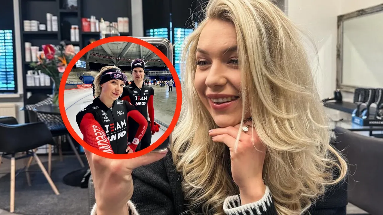 schaatsster joy beune reageert op knotsgekke ploeggenotes met foto in schaatspakje