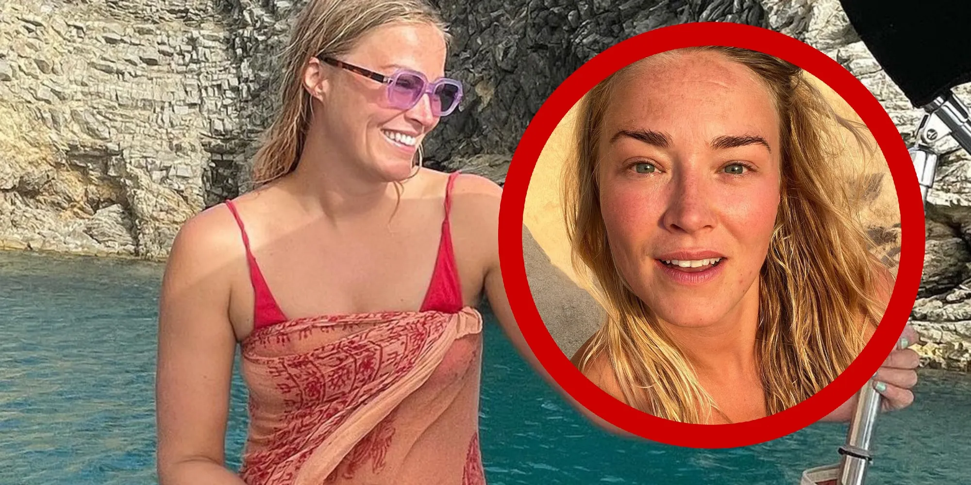 verleidelijke geraldine kemper geniet van de zon in doorschijnend lapje stofje