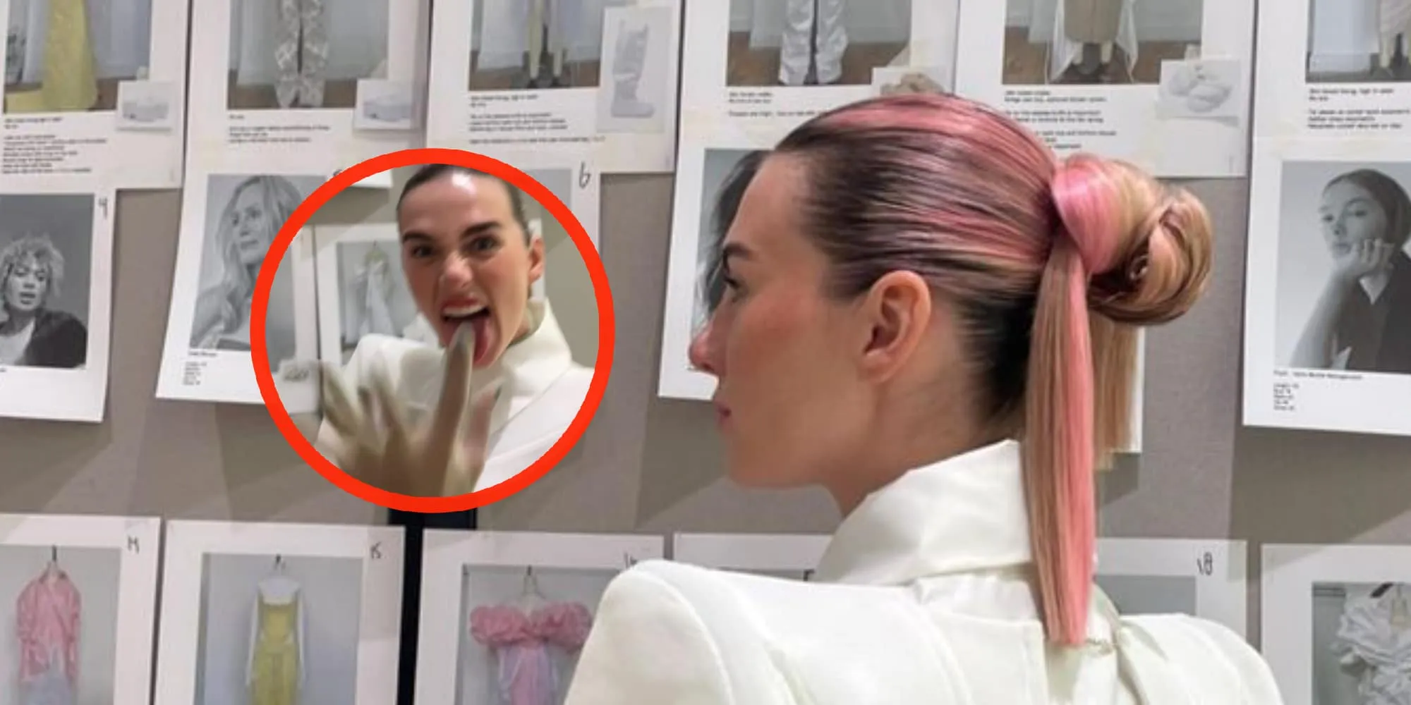 video maan de steenwinkel geeft show in onbegrijpelijke outfit zonder broek