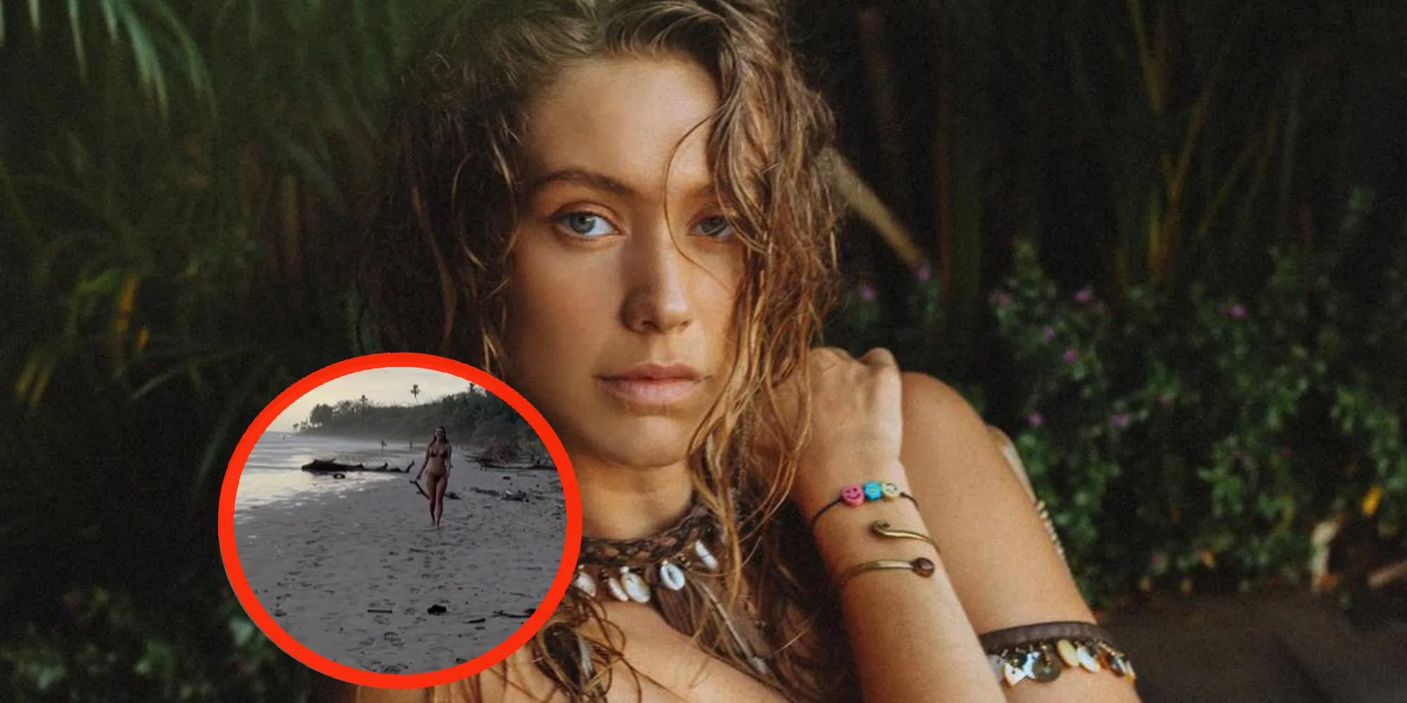 video sharon pieksma huppelt over het strand in minuscule badkleding