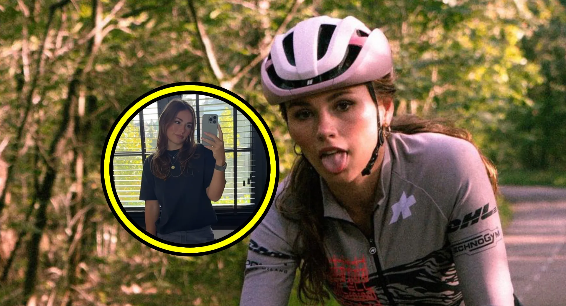 drijfnatte puck moonen schijnt volledig door haar fietstruitje heen terwijl haar vriend geen krimp geeft video