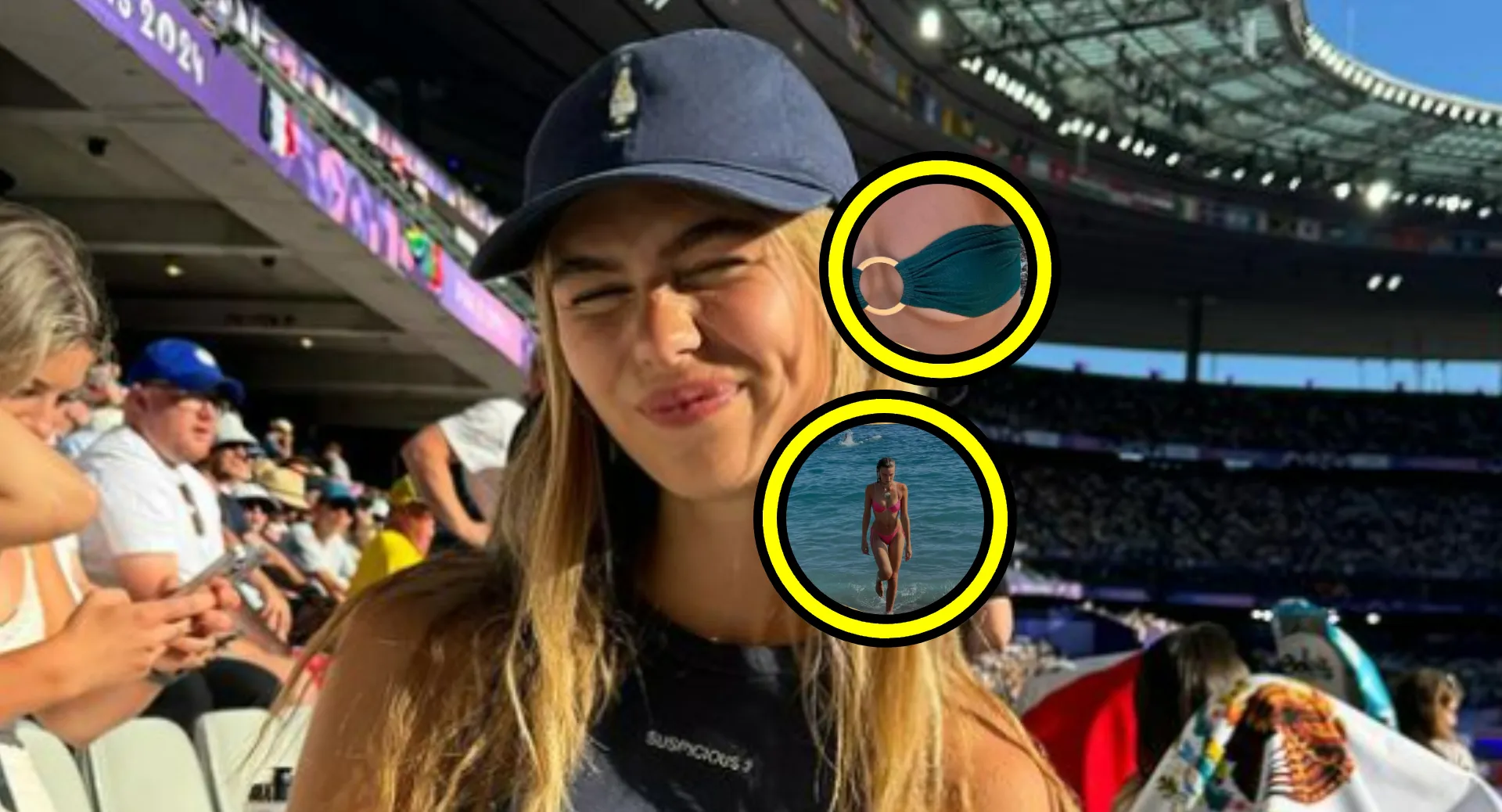 model lieke van der hoorn moet uitkijken met piepklein setje badkleding een windvlaag en ze staat in haar nakie fotos