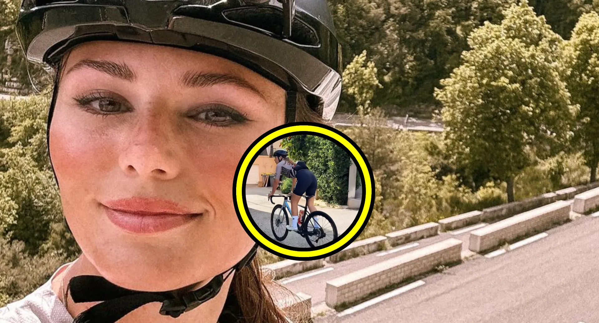puck moonen geniet stiekem van enorme koker tijdens fietstochtje in strak pakje