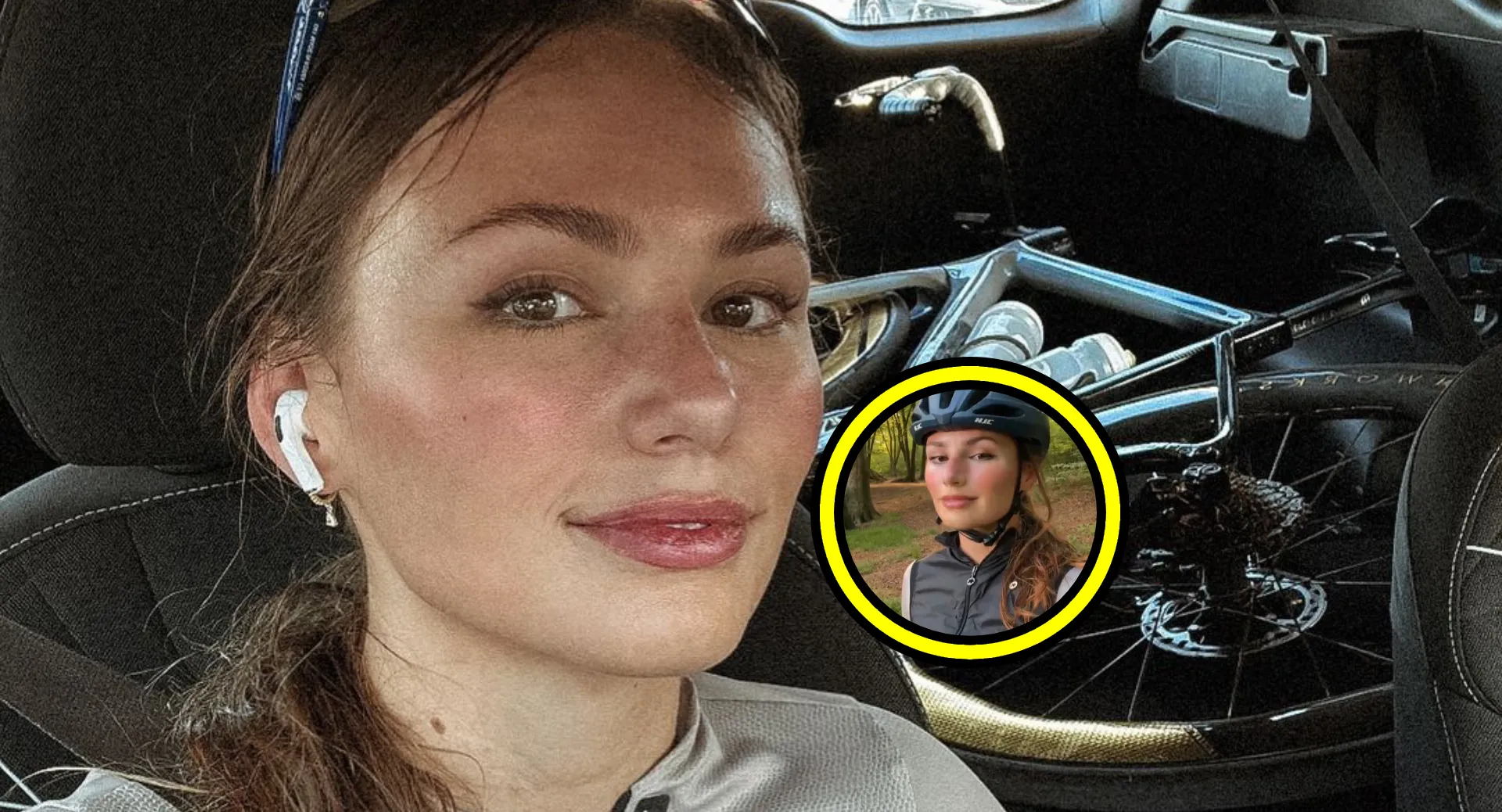 puck moonen maakt video in de natuur met harde stang tussen haar benen
