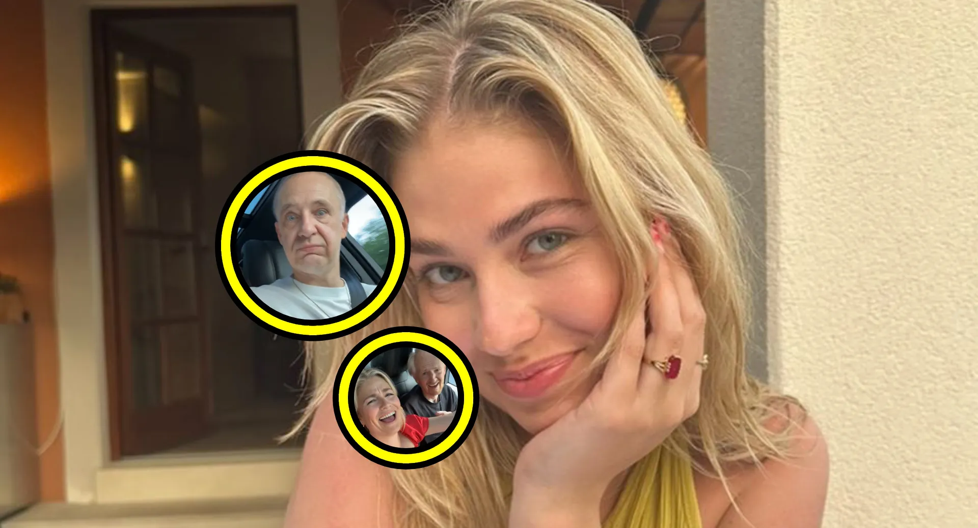 roxy dekker laat zich beetnemen door drie oude mannen op de achterbank