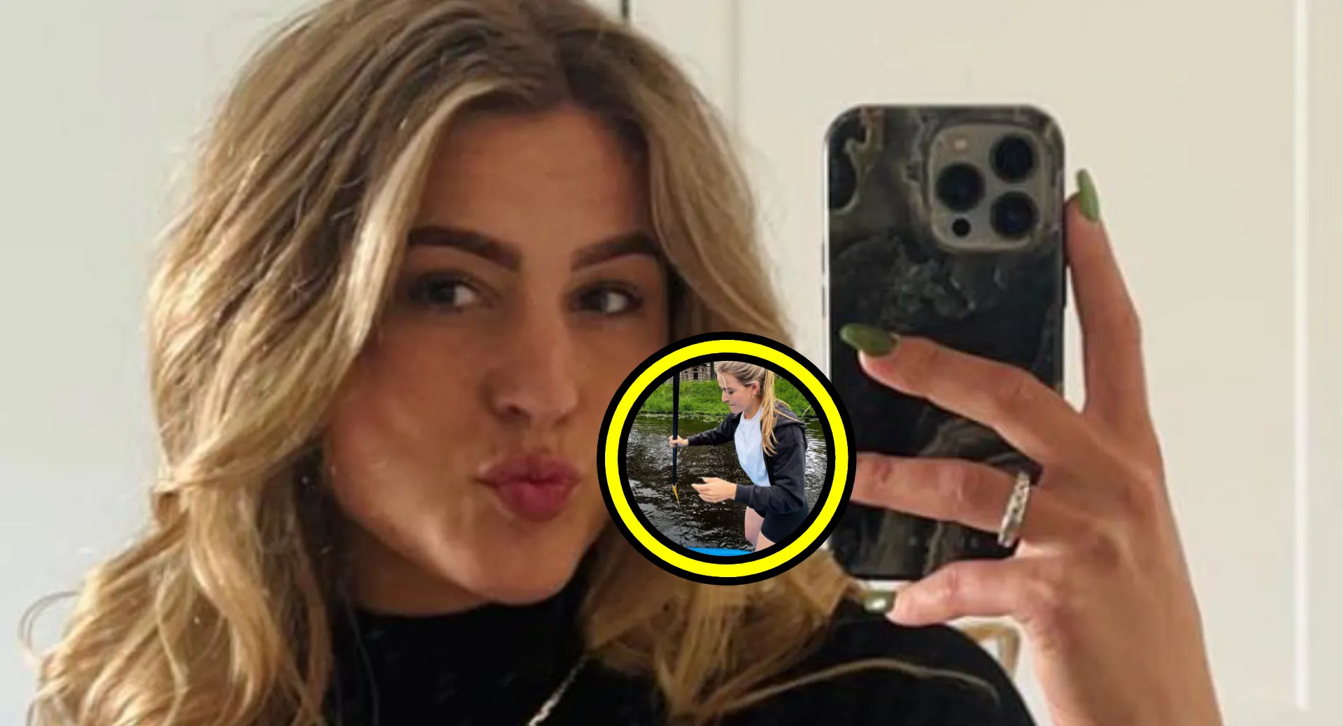 schaatsster robin groot houdt het nauwelijks droog tijdens wiebelig ritje met flinke staaf in de hand