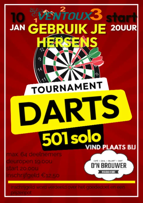 Darttoernooi voor het goede doel