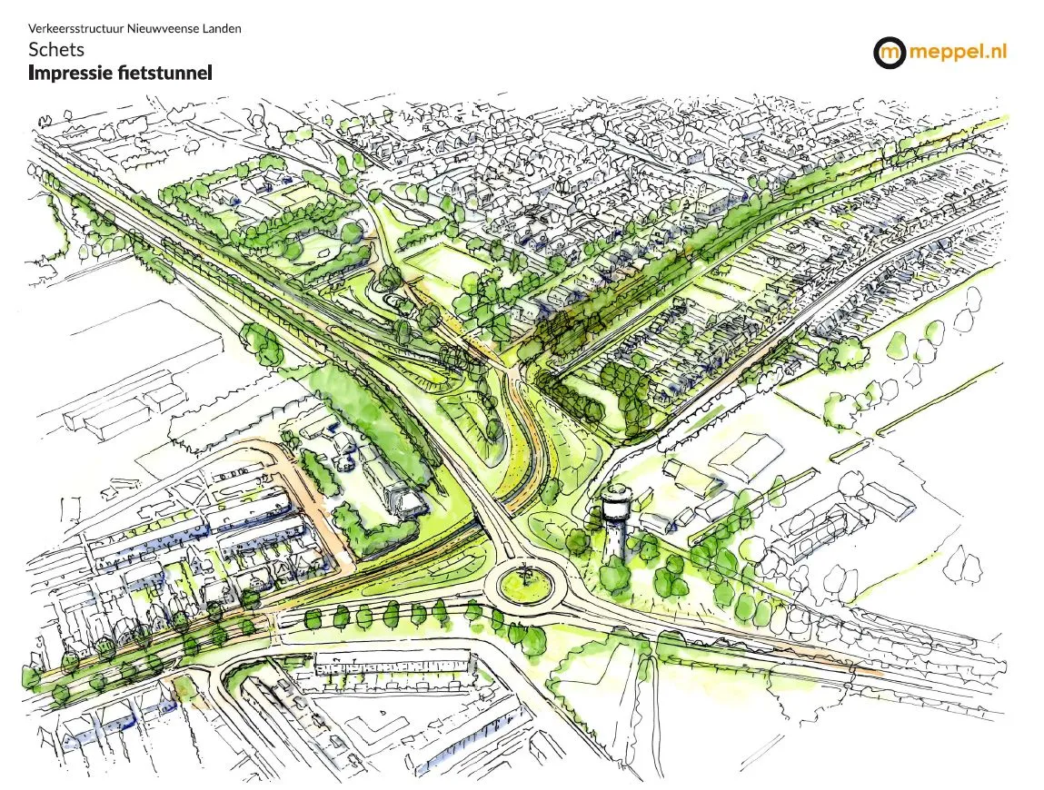 impressie fietstunnel watertoren