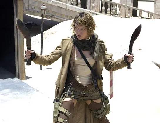 resident evil extinction milla jovovich with knives