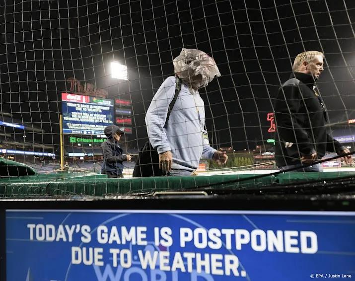 derde honkbalduel in world series uitgesteld wegens slecht weer