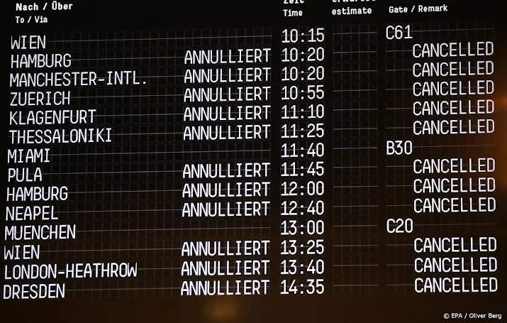 honderden vluchten van duitse luchthavens geschrapt om staking