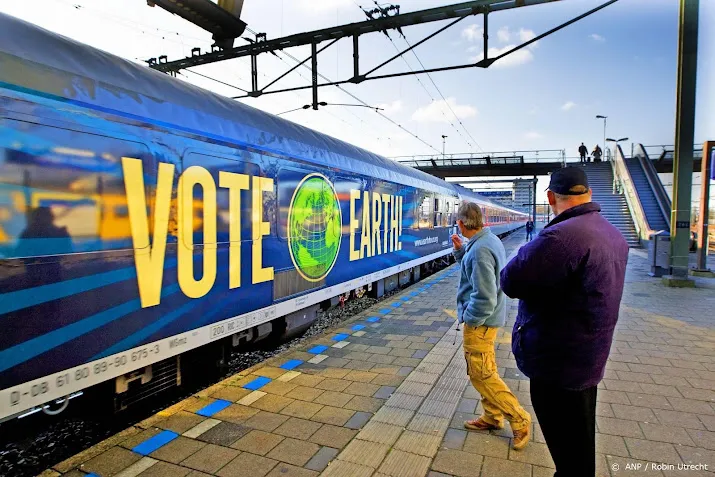 klimaattrein met honderden deelnemers naar klimaattop in glasgow