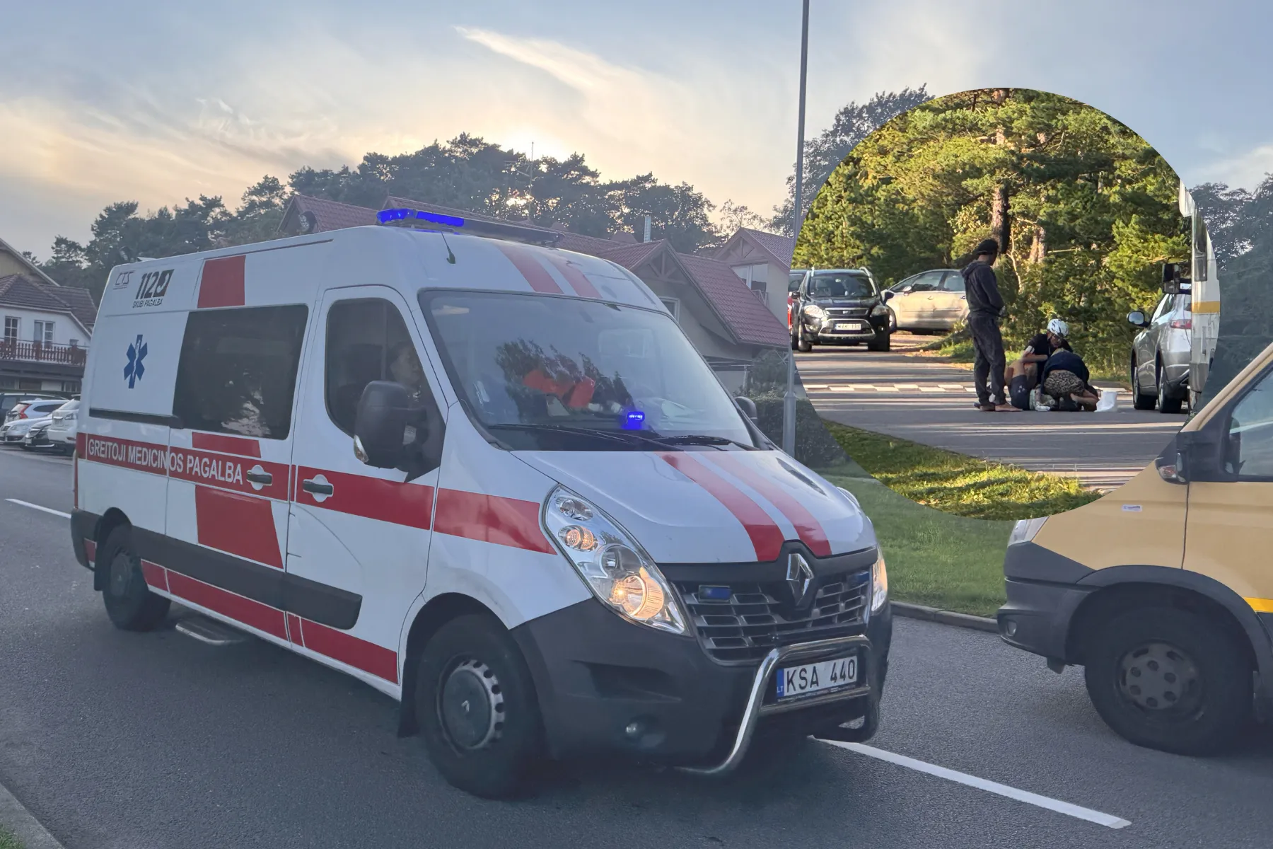 Dviratininkų susidūrimas Juodkrantėje / Kas vyksta Neringoje nuotr.