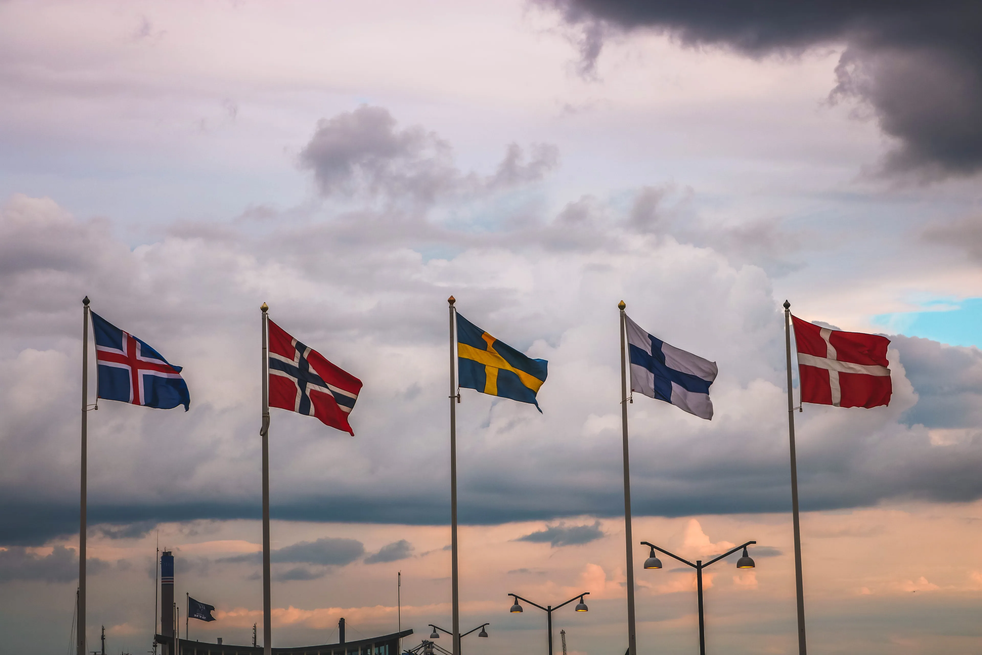 flags of scandinavian countries against a cloudy s 2023 11 27 05 20 23 utc