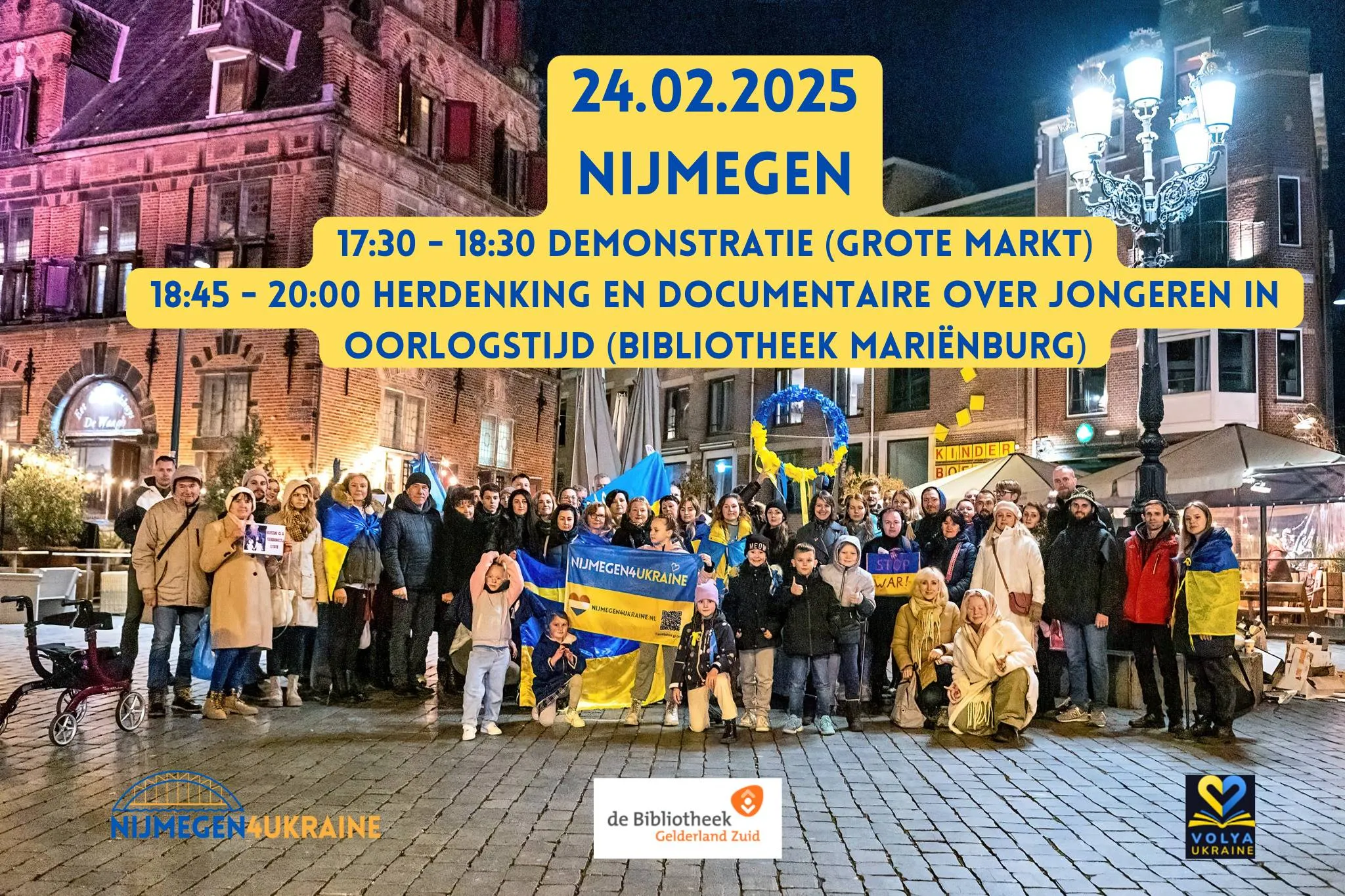 24.02.2025 Nijmegen 1730 - 1830 Demonstration at Grote Markt 1845 - 2000 Commemoration and documentary screening at Bibliotheek Mariënburg (2)