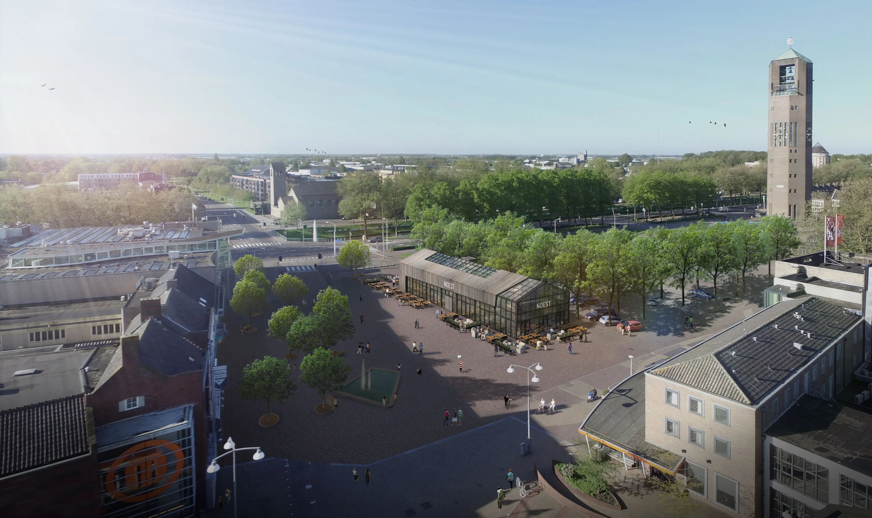 horecapaviljoen emmeloord impressie visu vogelvlucht dag