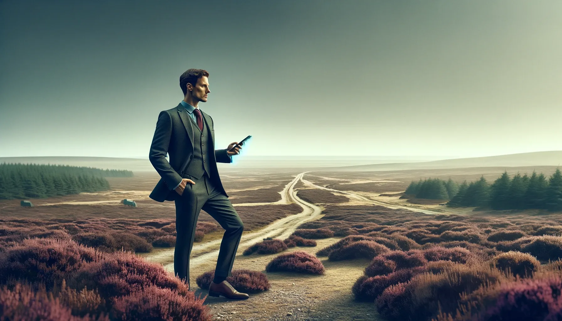 dalle 2024 03 11 122705 envision a realistic depiction of an entrepreneur poised and confident against the serene backdrop of a heath landscape this setting should be meti