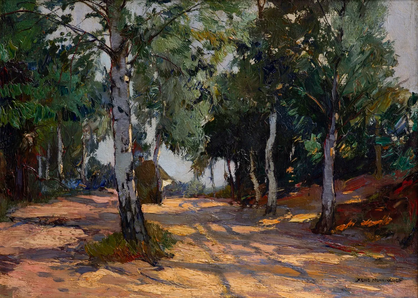xeno mnninghoff berkenlaantje olieverf op doek 36x50 cm particuliere collectie