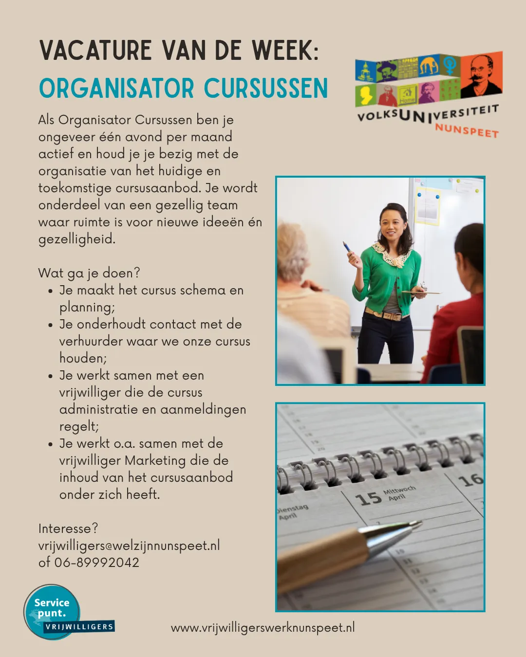 W16 - Organisator cursussen - Volksuniversiteit