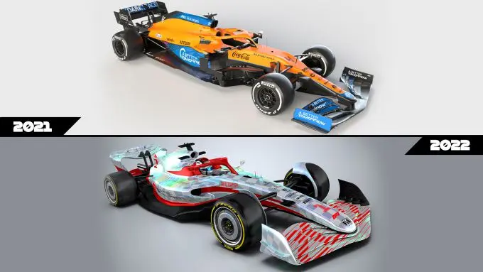 2021 car vs 2022 car source f1 16x9 front 3q