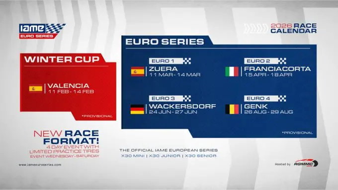 2026 iame euro series calendar update kx