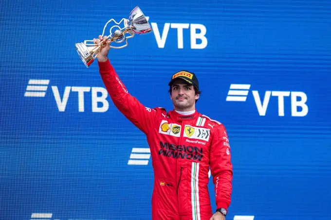 21048 carlos sainz podium scuderia ferrari russian gp sunday