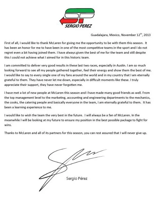 afscheidsbrief perez