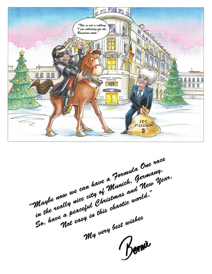 bernie ecclestone christmas card 2014