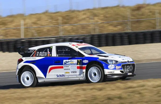 bob de jong bob de jong en bjorn degandt in actie met de hyundai i20 r5 tijdens de circuit short rally rx 680