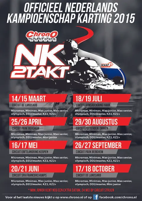 chrono karting kalender nk 2015