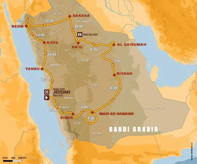 dakar 2021 map route